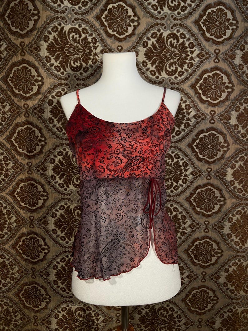 Vintage 90’s/Y2K Top This Paisley Sheer Sparkle Camisole