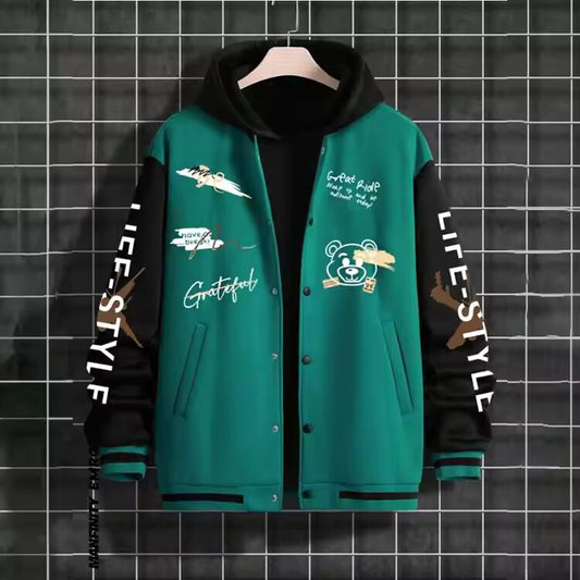 2023 New Jacket Coat Letter Printed Wear Men Baseball Jacket Casual Long Sleeve Stand Jackets Men's Coats Sweatshirts Outerwear