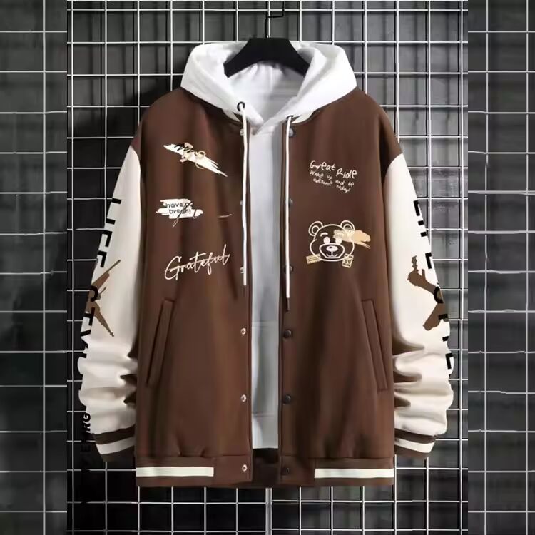 2023 New Jacket Coat Letter Printed Wear Men Baseball Jacket Casual Long Sleeve Stand Jackets Men's Coats Sweatshirts Outerwear