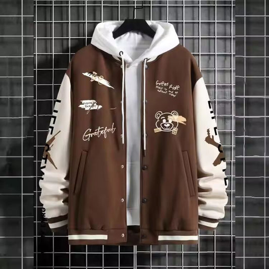 2023 New Jacket Coat Letter Printed Wear Men Baseball Jacket Casual Long Sleeve Stand Jackets Men's Coats Sweatshirts Outerwear