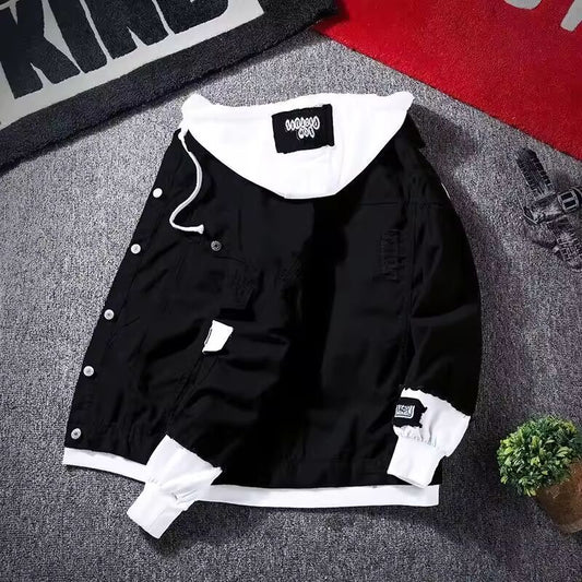 Men's Denim Jacket Loose Fit Korean Style Trendy Spring Autumn 2021 New Model Student Top Casual Clothing Regular Length